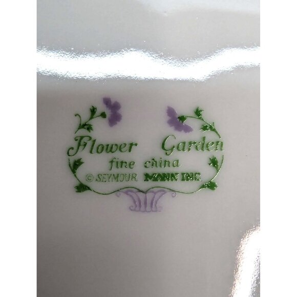 Flower Garden Fine China Seymour Mann Inc 8 1/4" Snack Plate Set of 4 No Cups - Picture 11 of 11